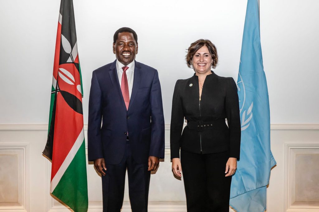 Agricuture CS Peter Munya with FAO Deputy Director General Ms Beth Bechdol during the launch of the strategy
