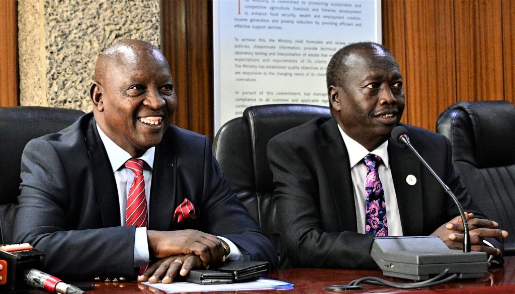 Nyeri Governor Mutahi Kahiga and his Baringo counterpart Benjamin Cheboi