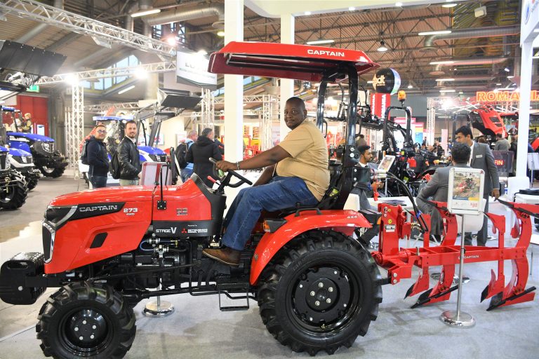 The writer feels the Captain Mini Tractor during the EIMA exhibition at Bologna Italy.