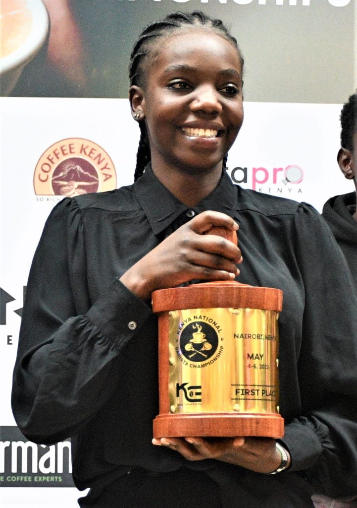 Esther Atieno Ochieng the winner at the 19th Kenya National Barista Championship this year