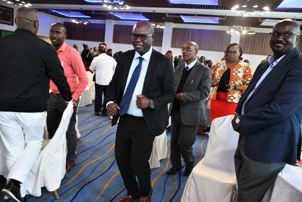 <strong><br>AGRA Unveils Strategy to Boost Food Security and Smallholder Farmer Resilience in Kenya</strong> John Macharia the AGRA Kenya Country Manager leads others in a dance during the launch of AGRA Kenya Country 2023 2027 Strategy