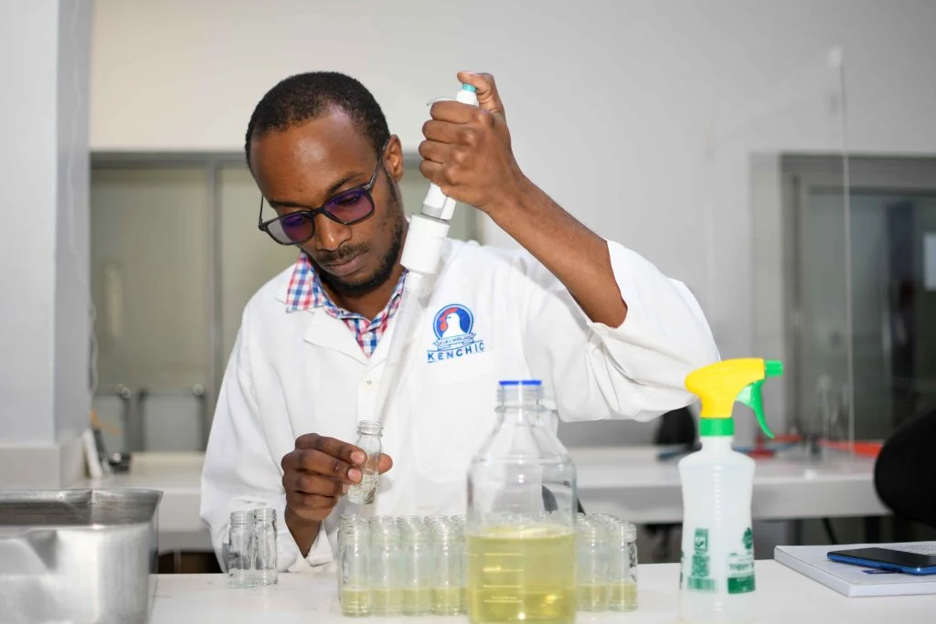 Kenchic's thika processing plant achieves fssc 22000 2018 v 5. 1- 2022 certification Kenchic microbiologist staff in the iso certified kenchic laboratory