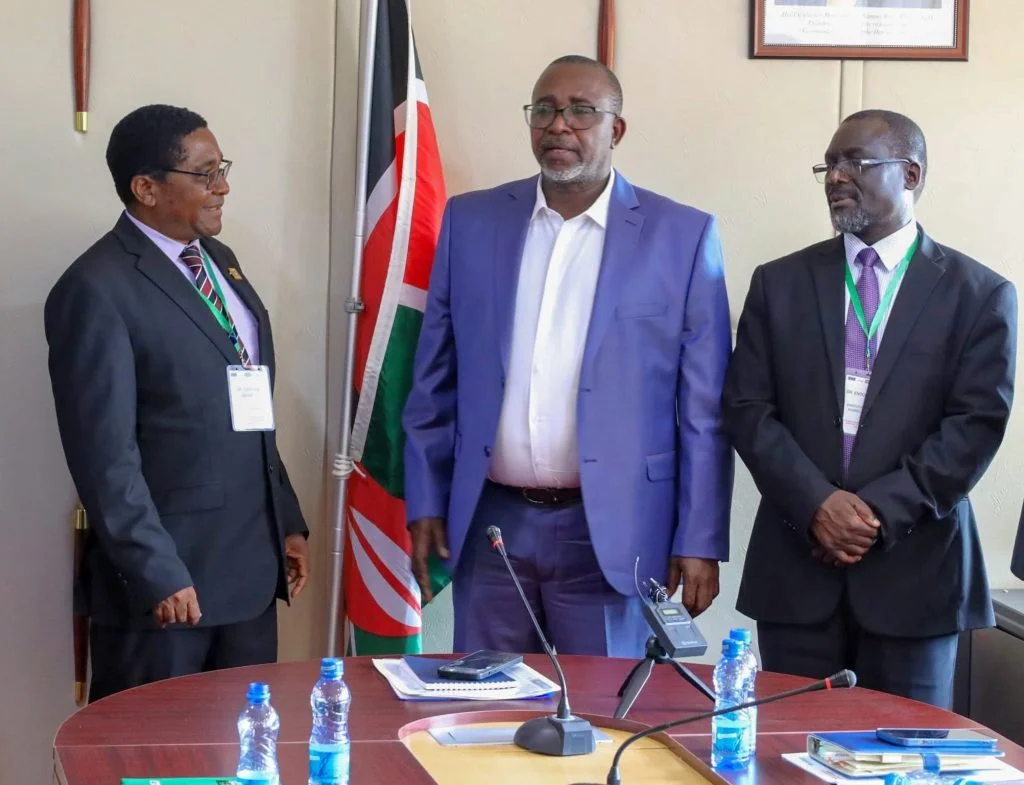 15 regional agriculture ministers to meet in nairobi From left asareca board chairperson dr. Geoffrey mkamilo agriculture cabinet secretary mithika linturi and dr. Enock warinda the executive director asareca