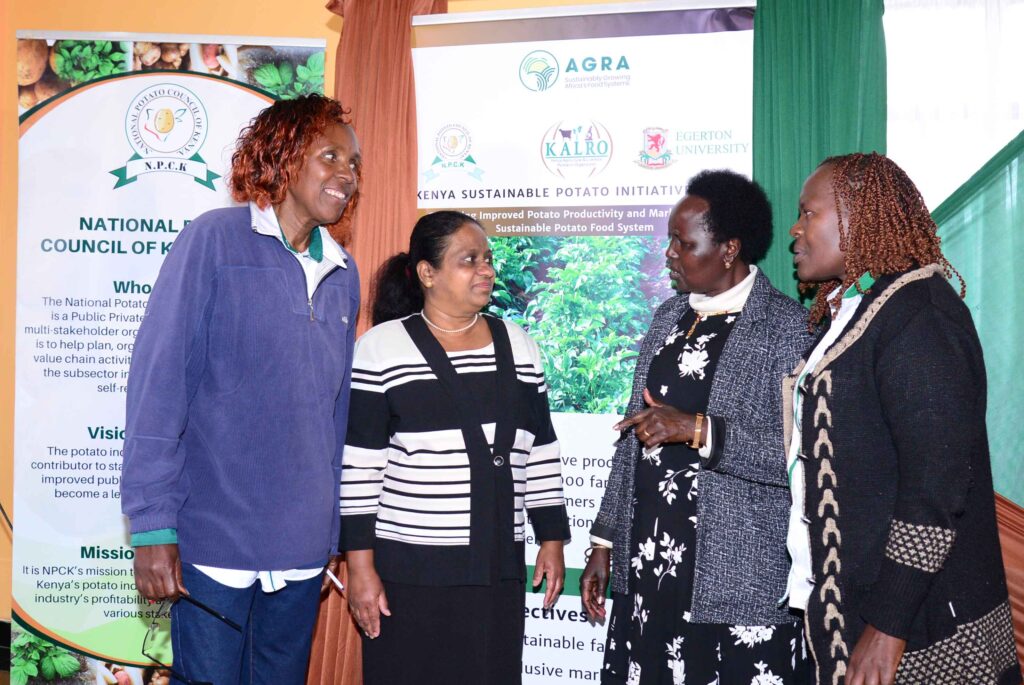 L R Gertrude Mutiso ADC Regional Manager Prof. Miriam Mwangi Egerton University Dr. Dinah Borus ScientistPotato Expert Internation Potato Centre Judith Oyoo Seed Manager KALRO Senior Reserch Sc