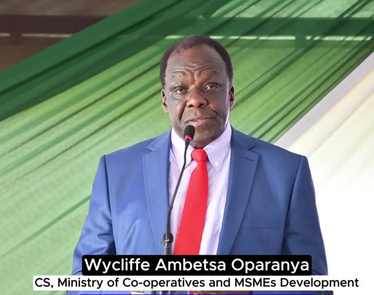 The CS Ministry of Co operatives and MSMEs Development Wycliffe Ambetsa Oparanya