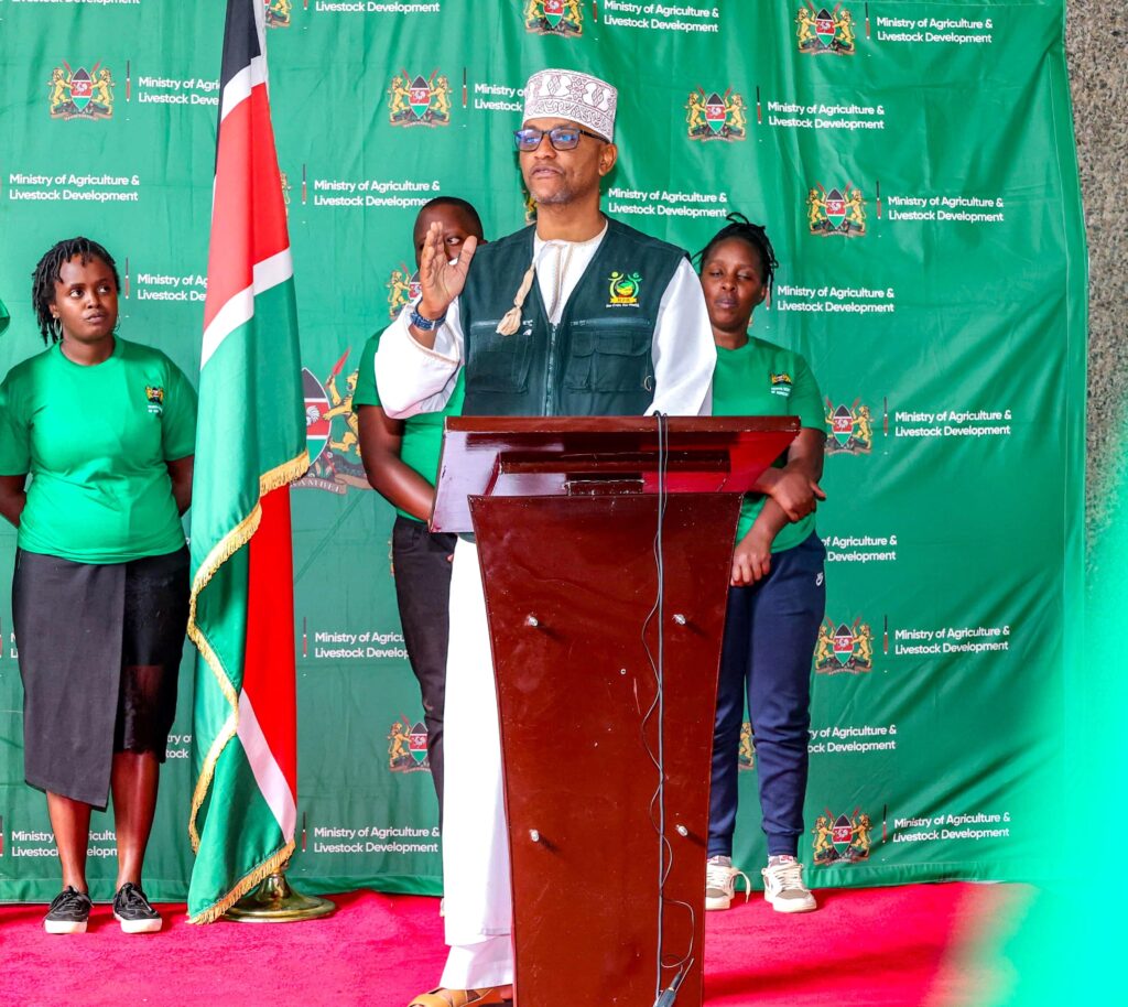 Kenyan youth sent to uk farm jobs under the sws initiative Harun khator the secretary of administration at the state department for agriculture during the flagging off ceremony