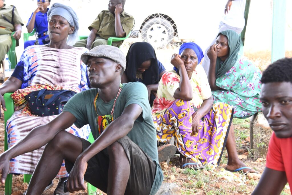 Residents listen keenly during a public participation exercise on the privatisation of the the Bachuma Livestock Quarantine Station