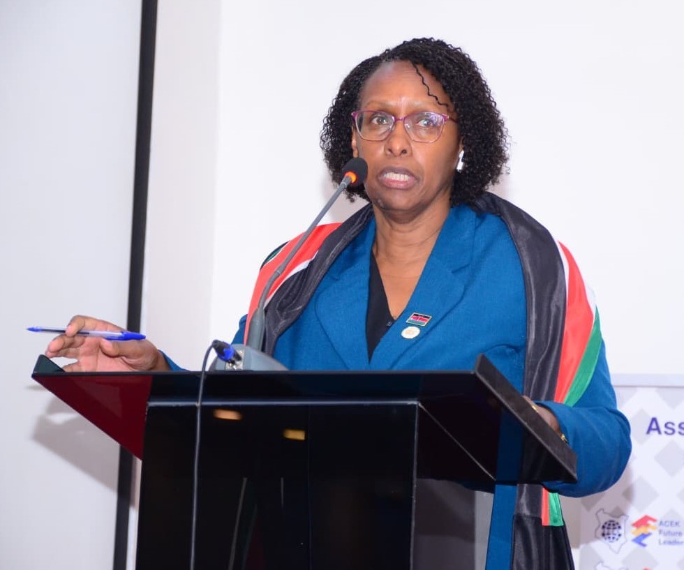Engineers Board of Kenya EBK Chief Executive Officer Eng. Margaret Ogai speaking during the Association of Consulting Engineers of Kenya ACEK Annual Dinner