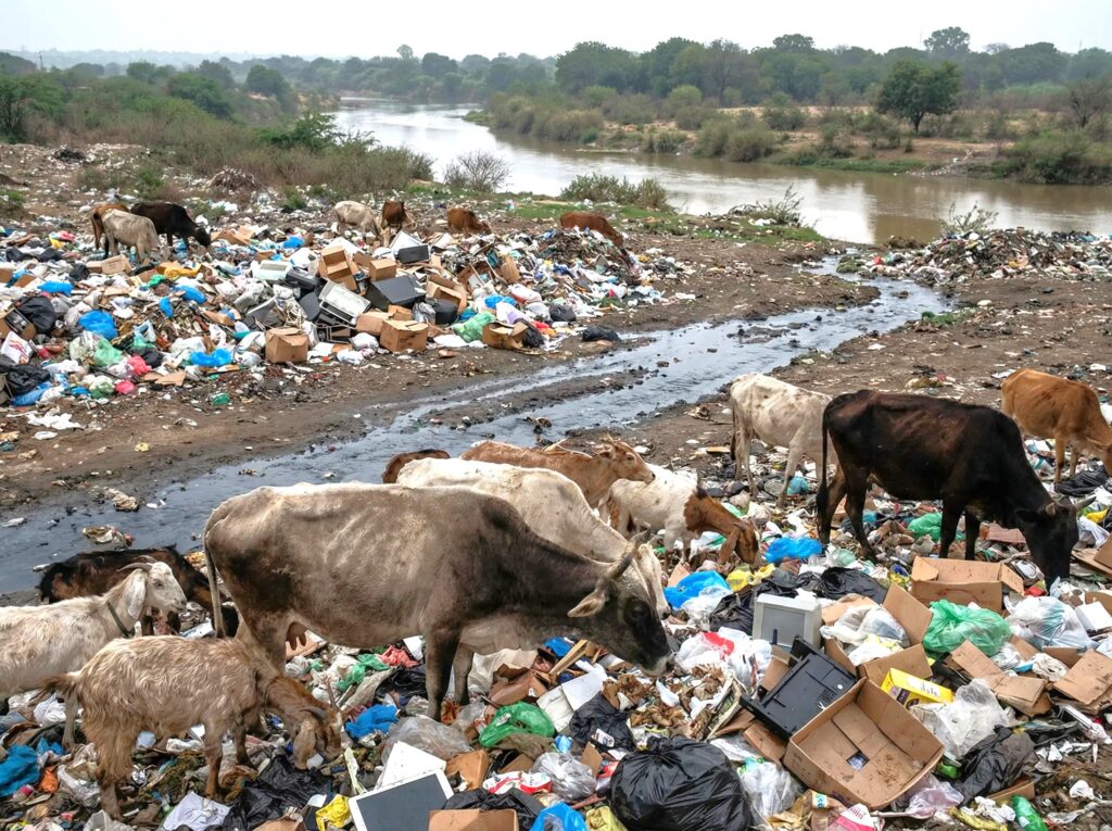 Kenya, Denmark Launch Joint Study on Health Risks Linked to Urban Dumpsites Livestock feeding from a dumpsite