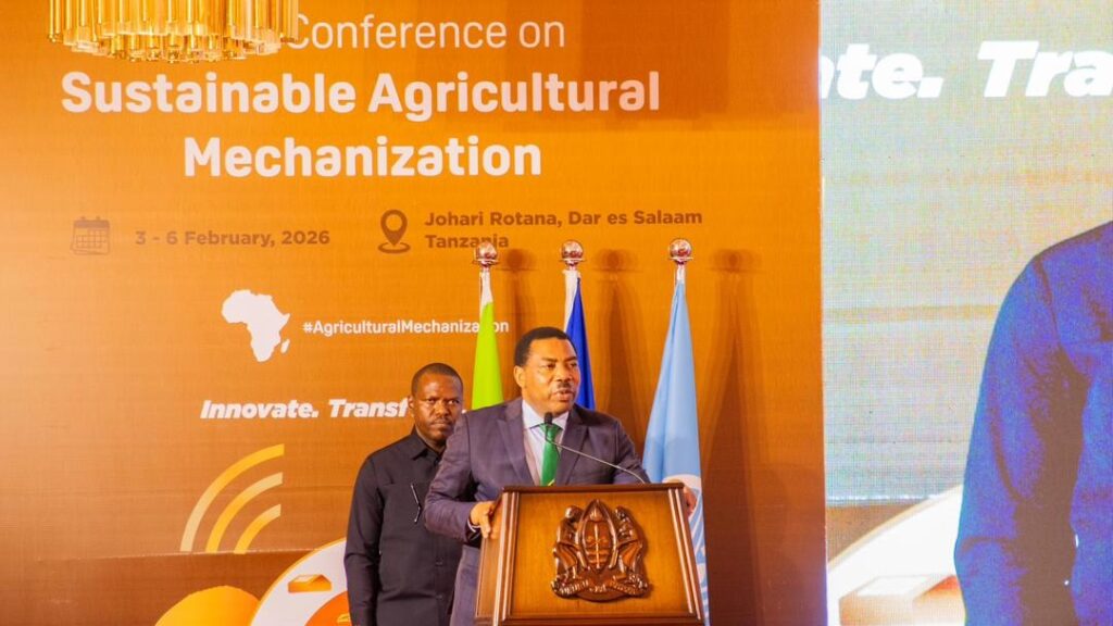The Prime Minister of the United Republic of Tanzania Dr. Mwigulu Nchemba MP officially opening the first Africa Conference on Sustainable Agricultural Mechanization ACSAM in Dar es Salaam Tanzania